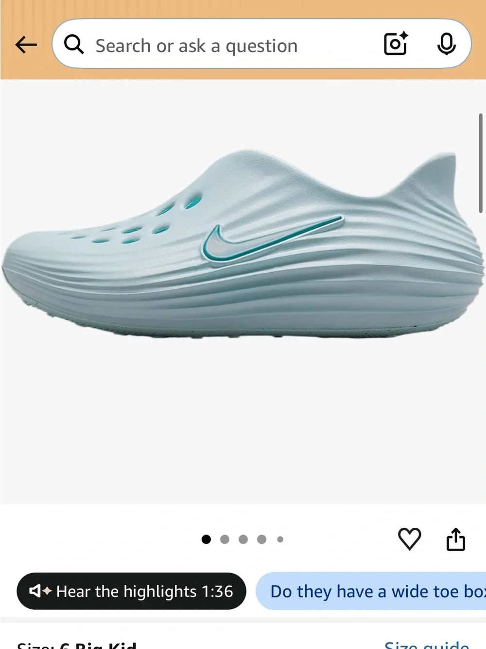 Nike Kids Slip-On Foam Clog in Light Aqua